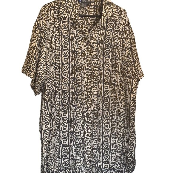 I.B. Diffusion 90s Y2K Unisex Shirt Size 12 Oversized Abstract Print 100% Silk - Picture 7 of 12